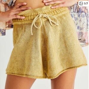 Free People Summertime Blues Knit Shorts Gold Size M